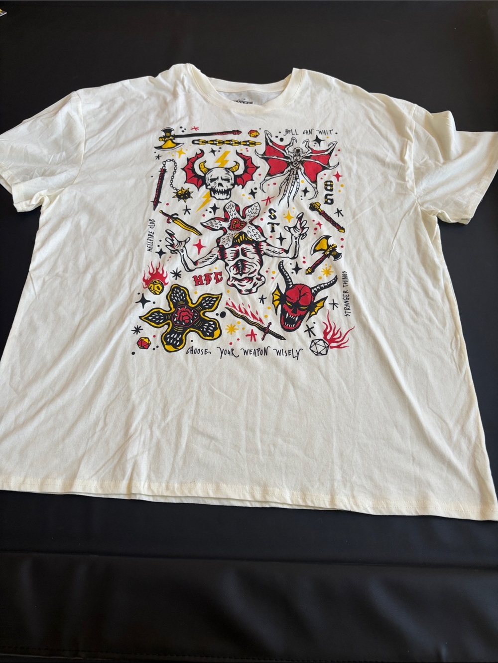 Stranger Things Tattoo Flash White Graphic T-Shirt Men’s